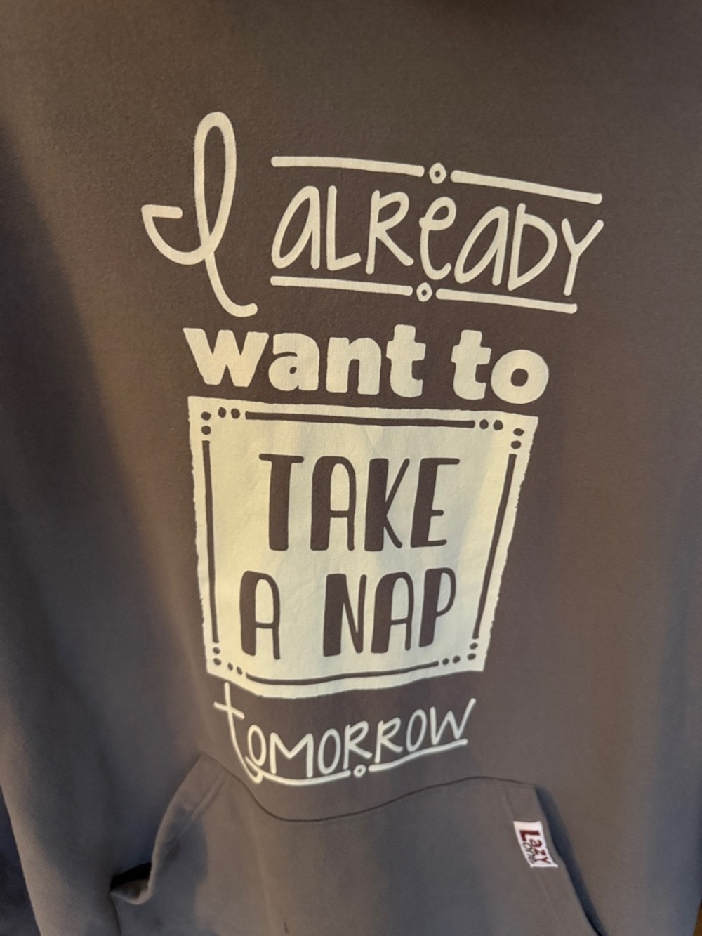 Lazy One Gray & Cream 'Take a Nap' Sleep Hoodie - Picture 3 of 5